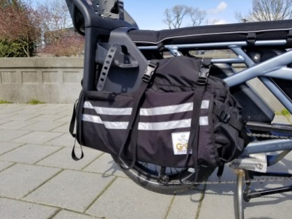 A look a the Yepp and overall cargo space with the Carsick Sling bags. You can also see the Rolling Jackass nicely here.
